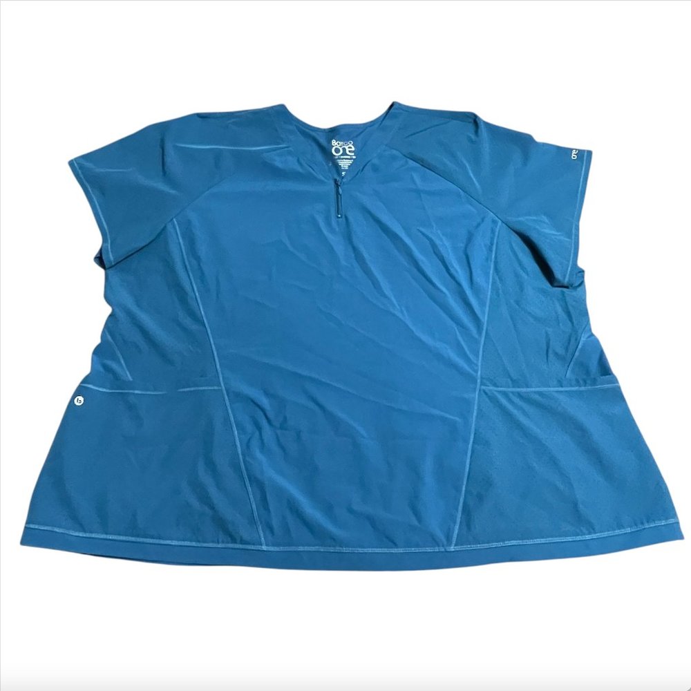 Barco One Scrub Top Womens Plus Size 5 XL Teal Blue Green Shirt Stretch